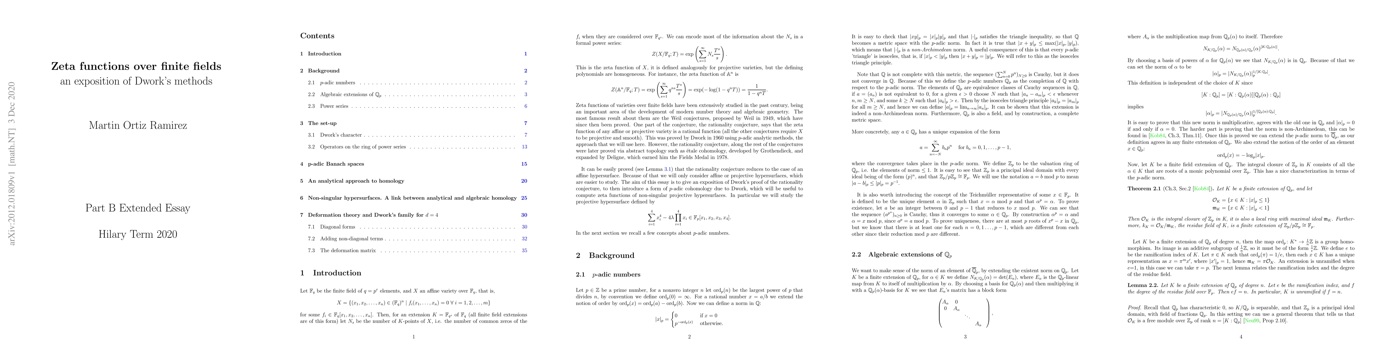 Thumbnail for Zeta functions over finite fields- An exposition of Dwork's methods