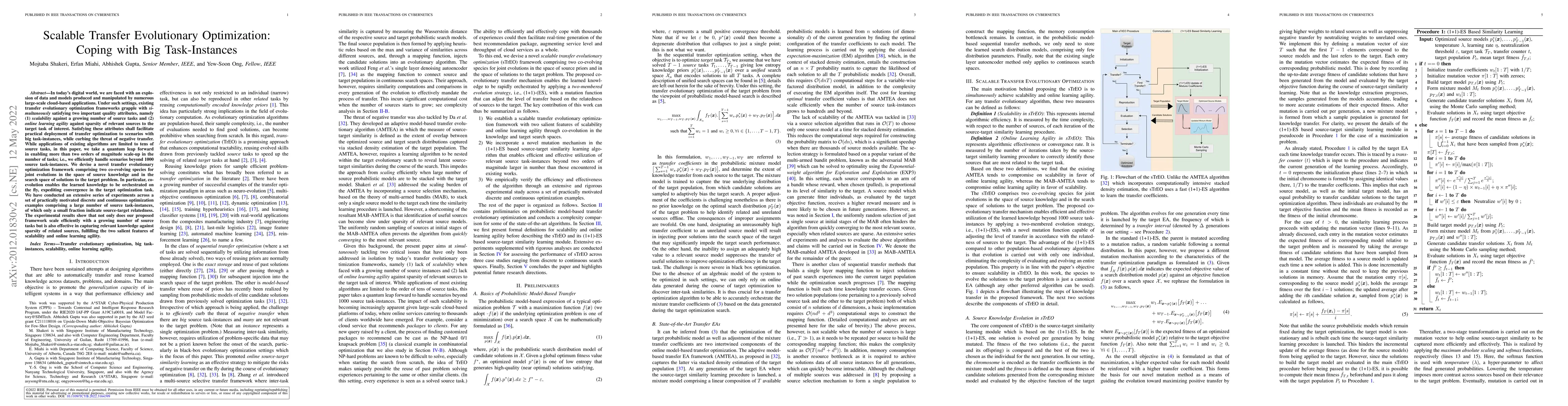 Thumbnail for Scalable Transfer Evolutionary Optimization: Coping with Big Task
  Instances