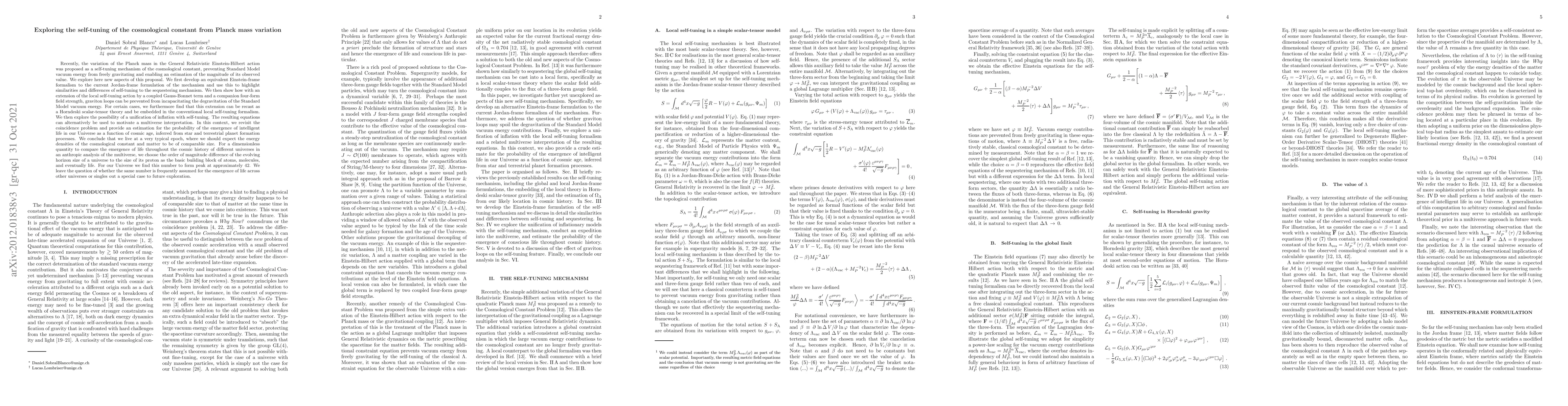 Thumbnail for Exploring the self-tuning of the cosmological constant from Planck mass
  variation
