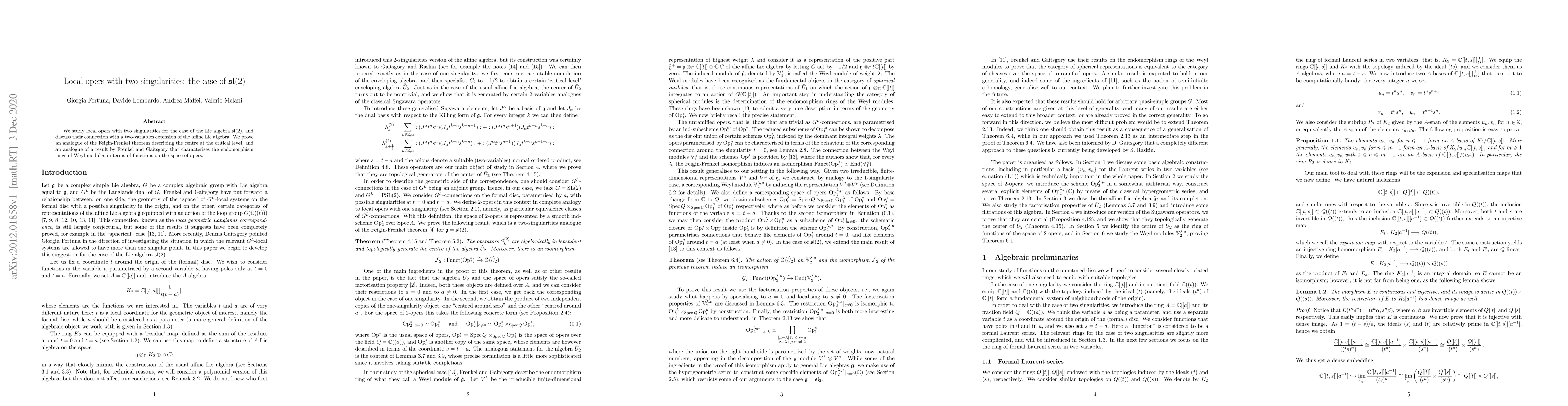 Thumbnail for Local opers with two singularities: the case of $\mathfrak{sl}(2)$
