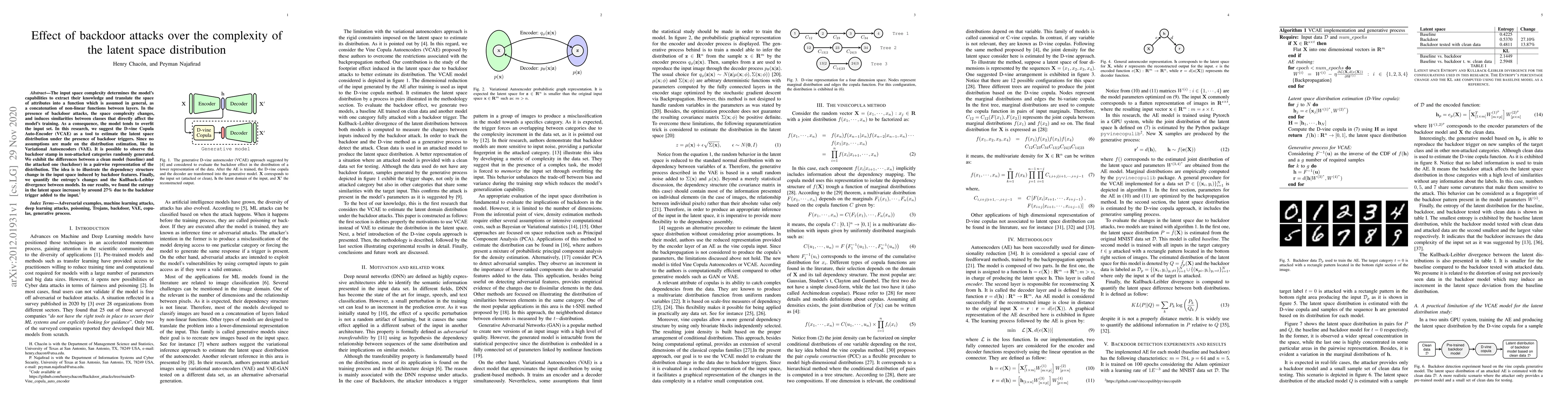Thumbnail for Effect of backdoor attacks over the complexity of the latent space
  distribution