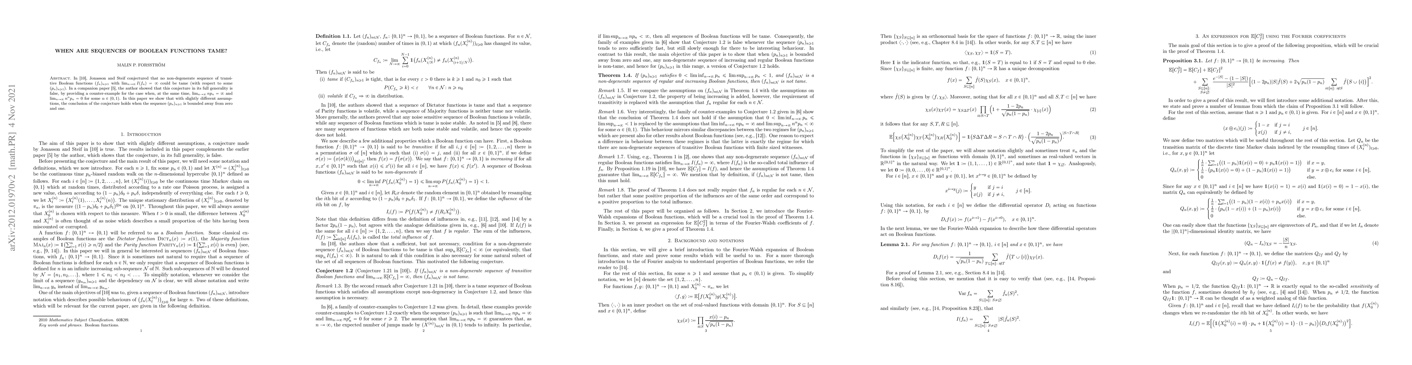 Thumbnail for When are sequences of Boolean functions tame?