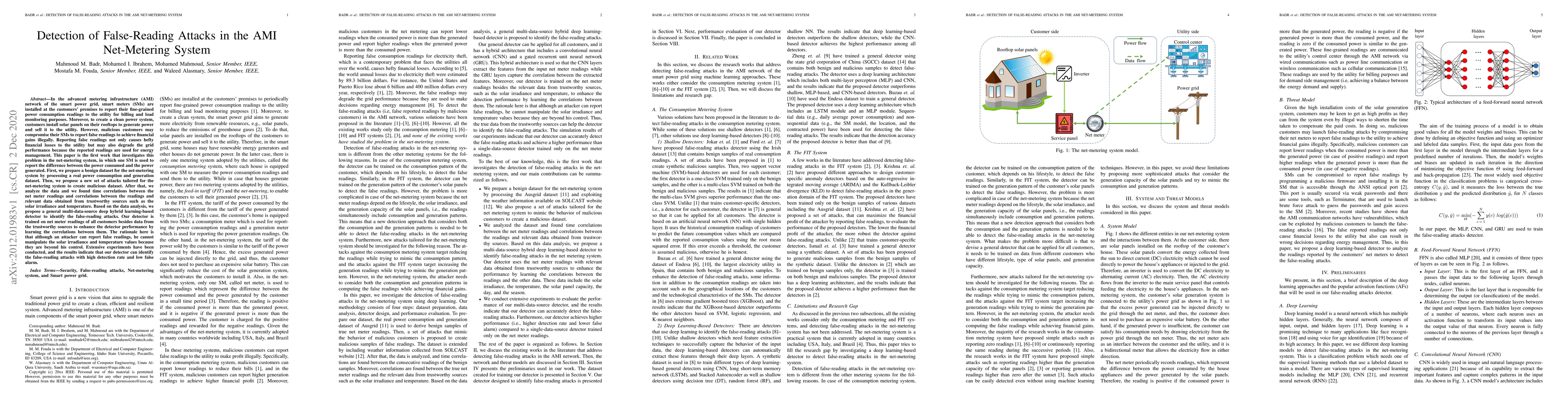 Thumbnail for Detection of False-Reading Attacks in the AMI Net-Metering System