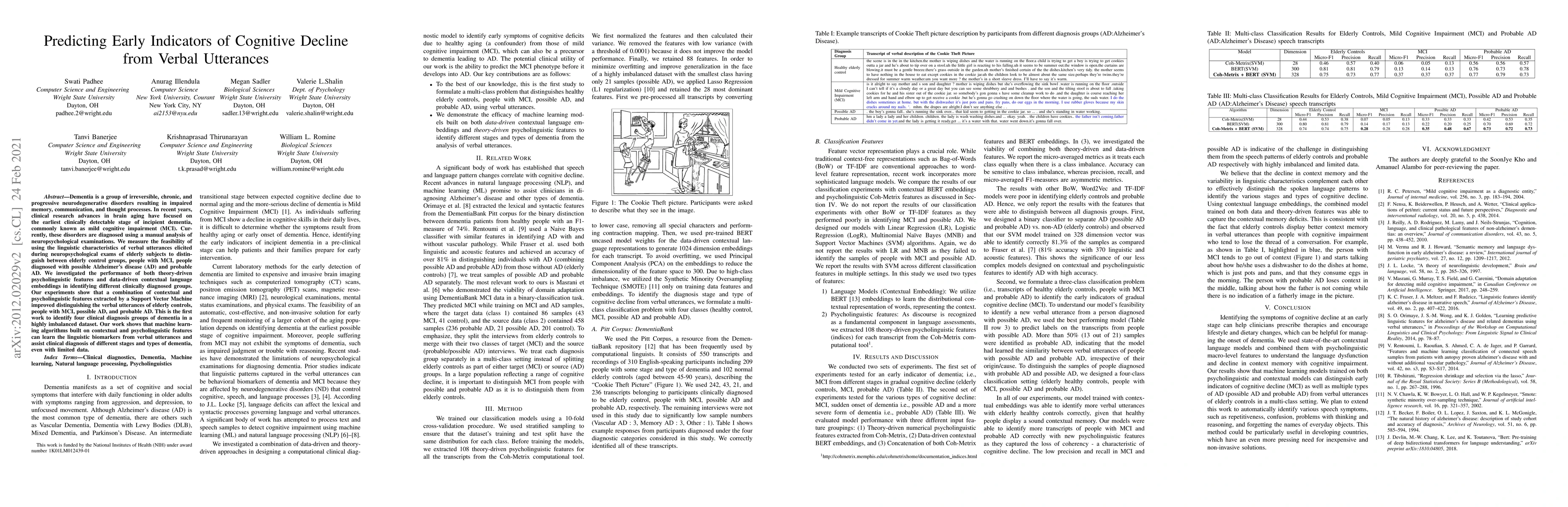 Thumbnail for Predicting Early Indicators of Cognitive Decline from Verbal Utterances