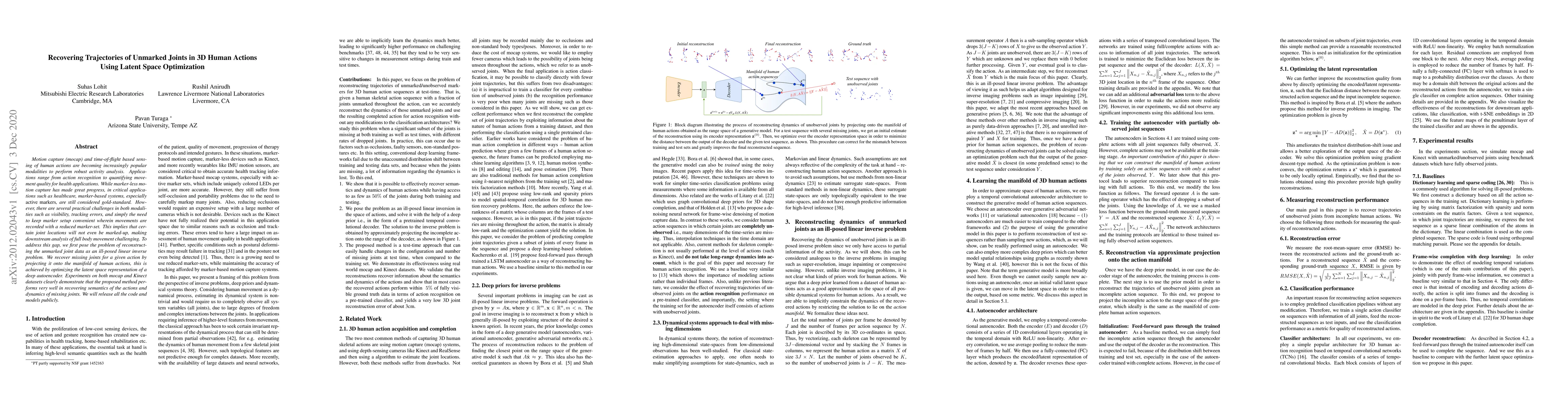 Thumbnail for Recovering Trajectories of Unmarked Joints in 3D Human Actions Using
  Latent Space Optimization