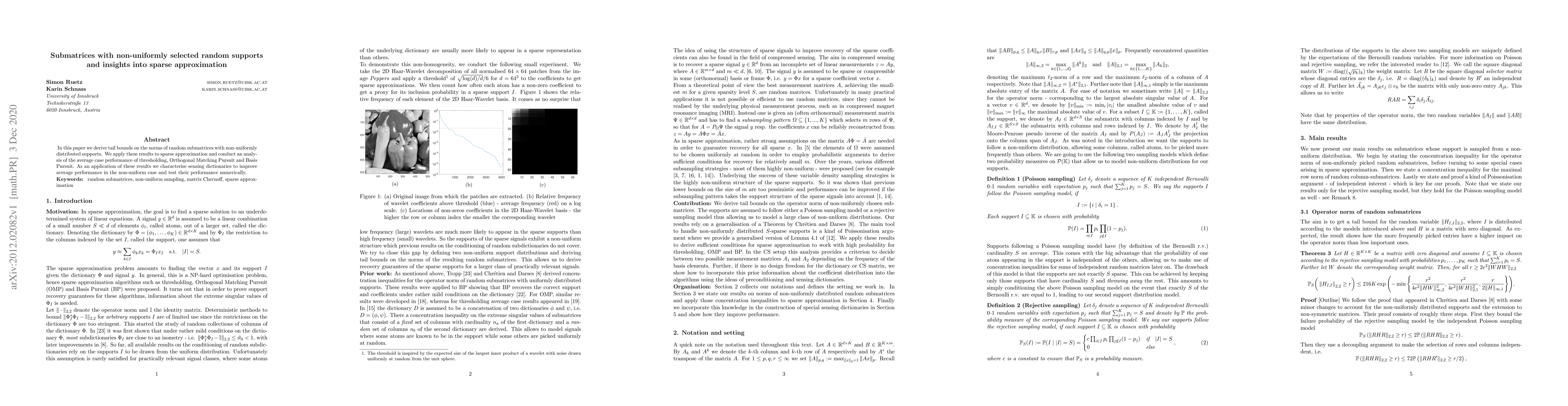 Thumbnail for Submatrices with non-uniformly selected random supports and insights
  into sparse approximation