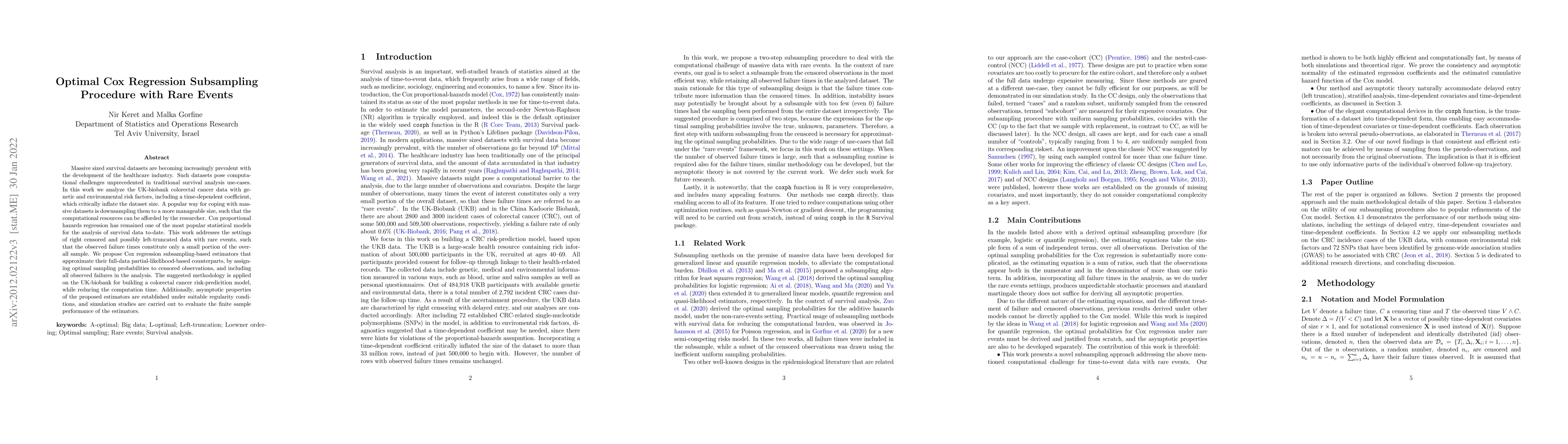 Thumbnail for Optimal Cox Regression Subsampling Procedure with Rare Events