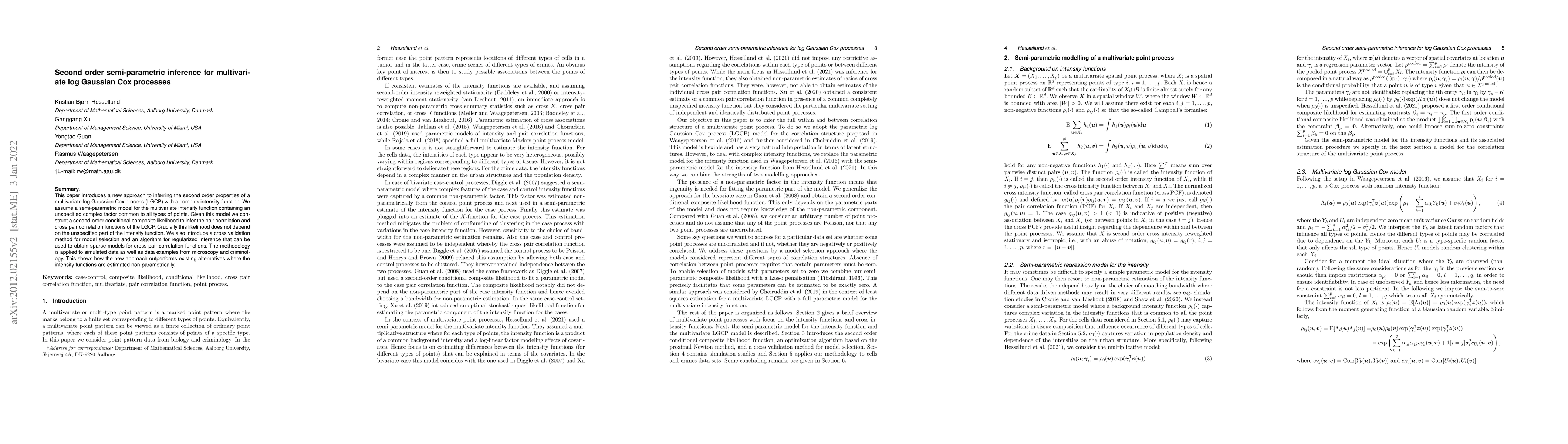 Thumbnail for Second order semi-parametric inference for multivariate log Gaussian Cox
  processes
