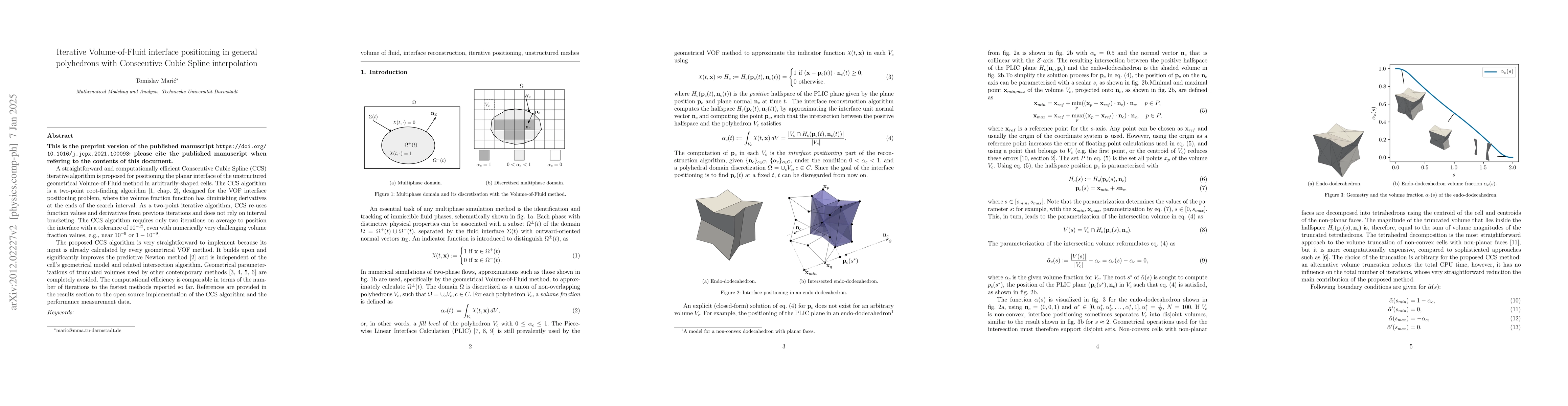 Thumbnail for Iterative Volume-of-Fluid interface positioning in general polyhedrons
  with Consecutive Cubic Spline interpolation