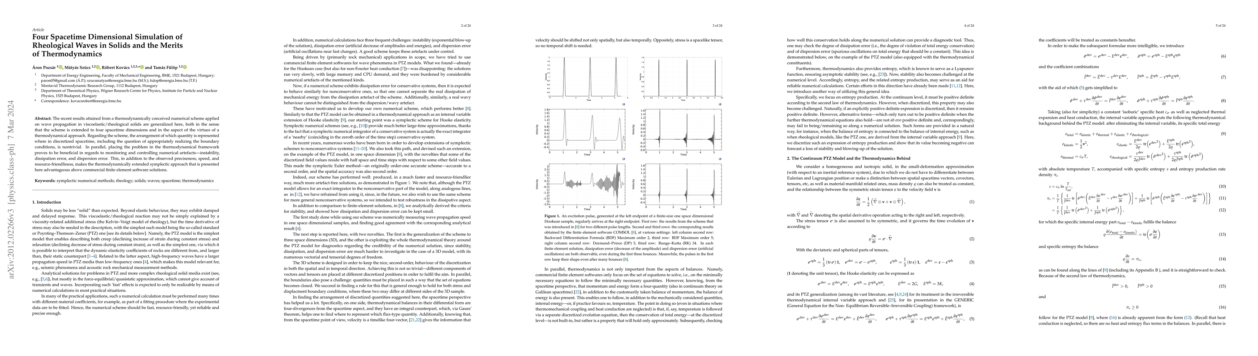 Thumbnail for Four spacetime dimensional simulation of rheological waves in solids and
  the merits of thermodynamics