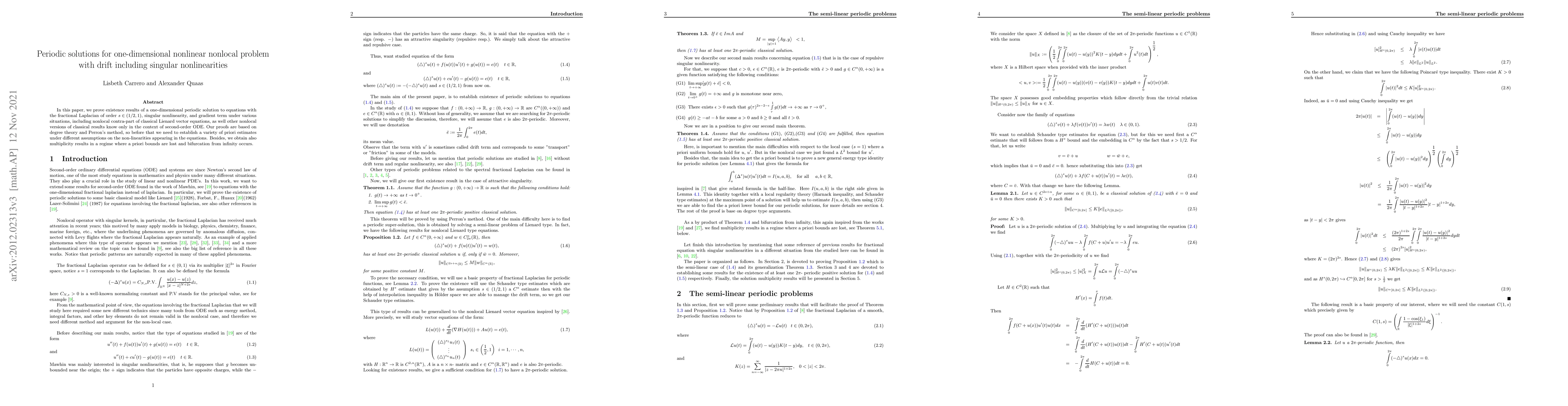 Thumbnail for Periodic solutions for one-dimensional nonlinear nonlocal problem with
  drift including singular nonlinearities