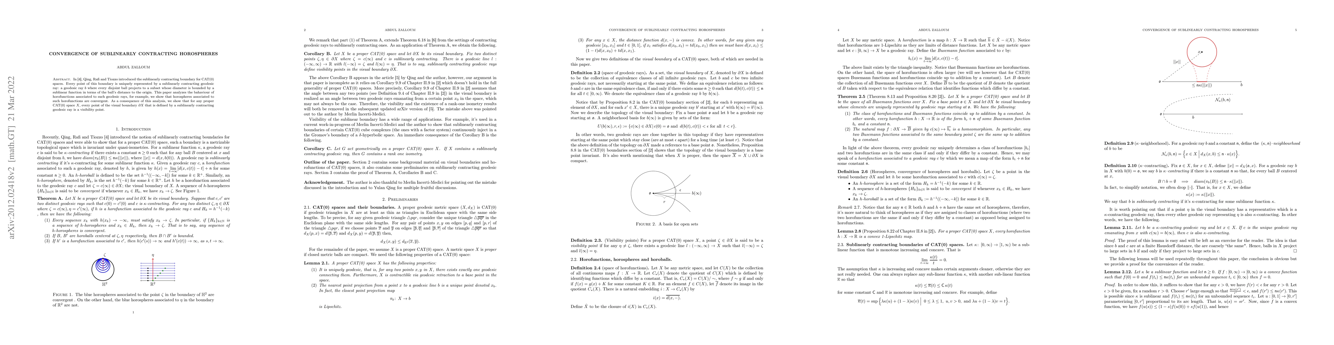 Thumbnail for Convergence of sublinearly contracting horospheres