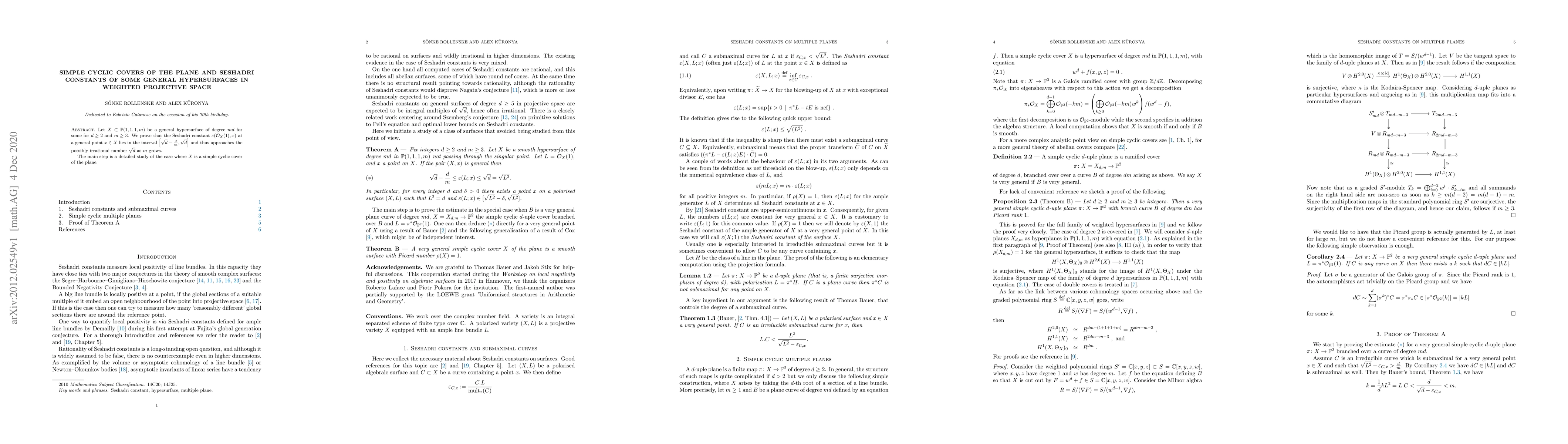 Thumbnail for Simple cyclic covers of the plane and Seshadri constants of some general
  hypersurfaces in weighted projective space
