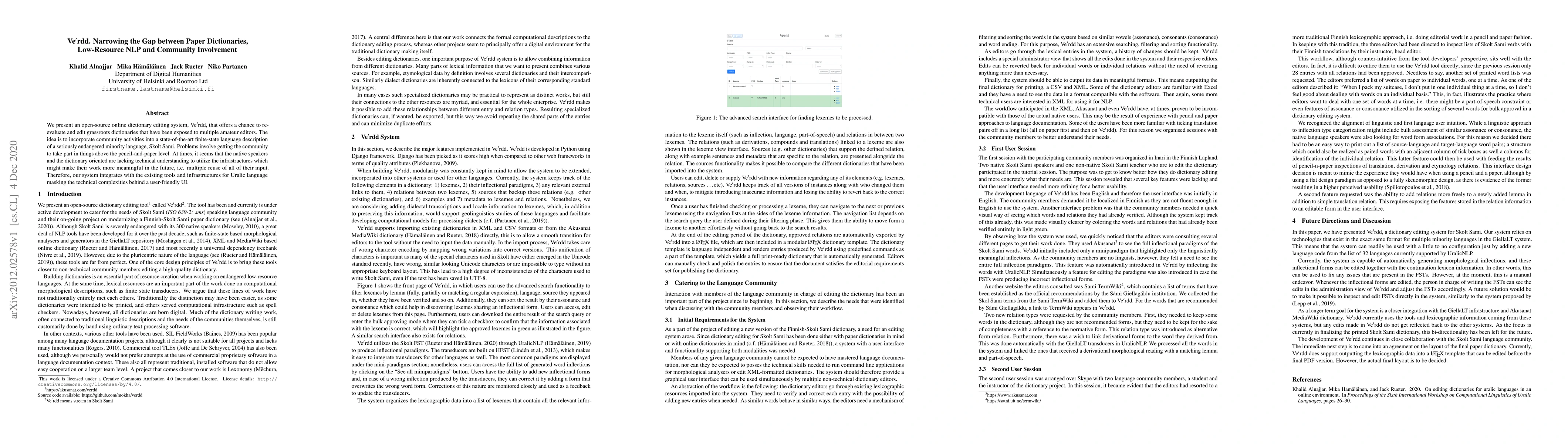 Thumbnail for Ve'rdd. Narrowing the Gap between Paper Dictionaries, Low-Resource NLP
  and Community Involvement