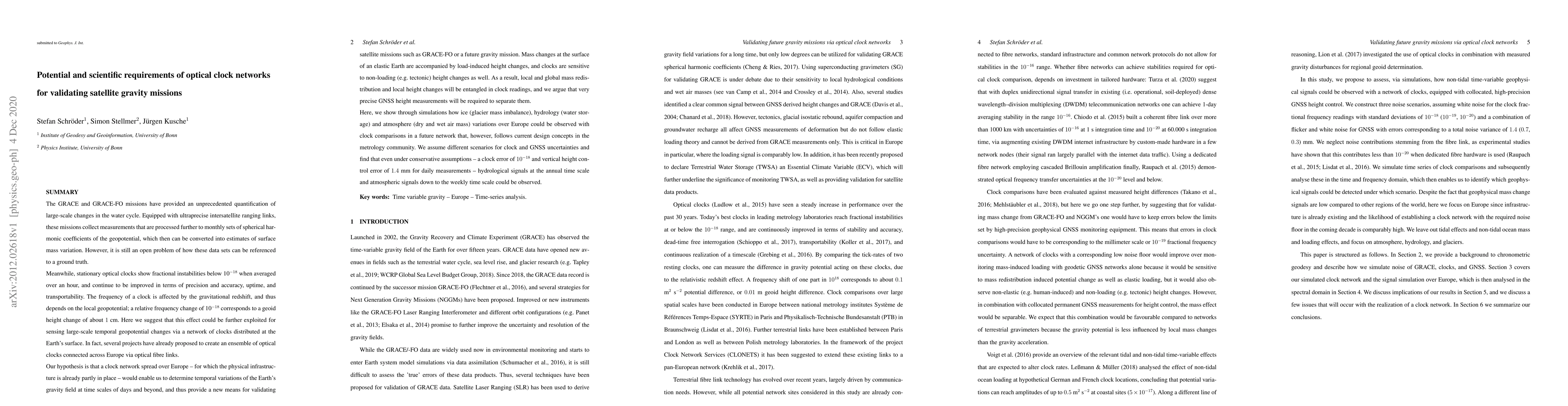 Thumbnail for Potential and scientific requirements of optical clock networks for
  validating satellite gravity missions