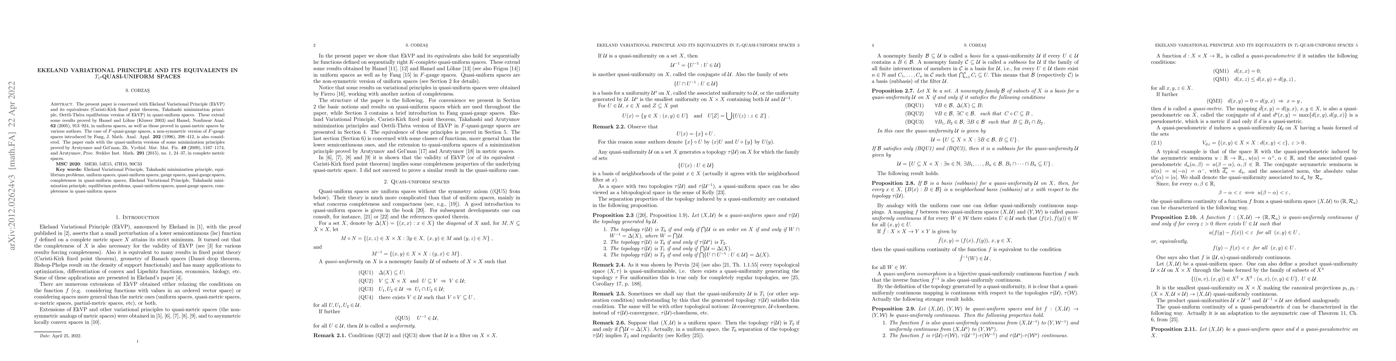 Thumbnail for Ekeland variational principle and its equivalents in $T_1$-quasi-uniform
  spaces