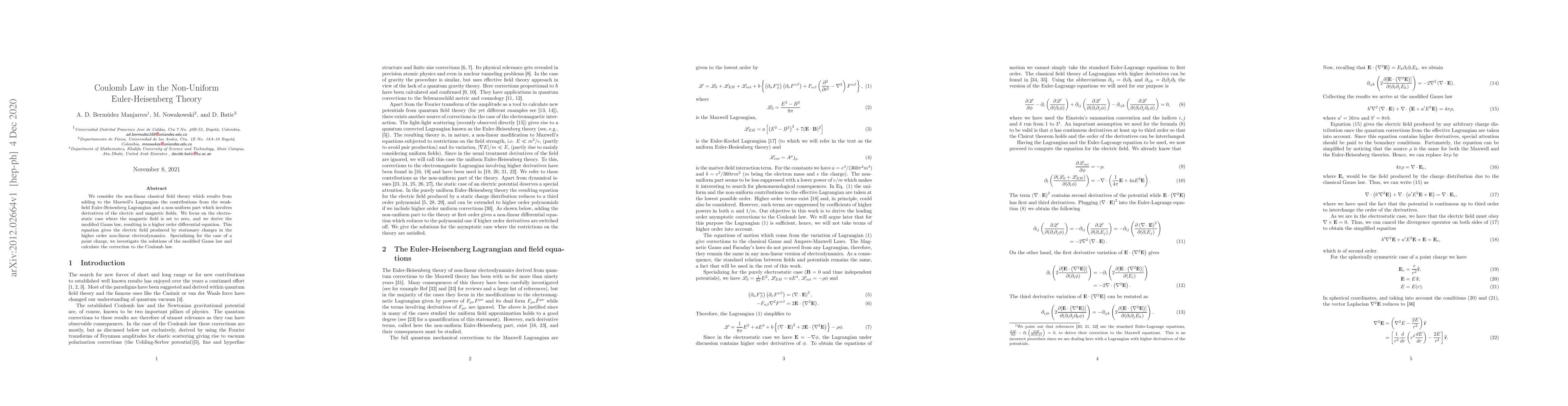 Thumbnail for Coulomb Law in the Non-Uniform Euler-Heisenberg Theory