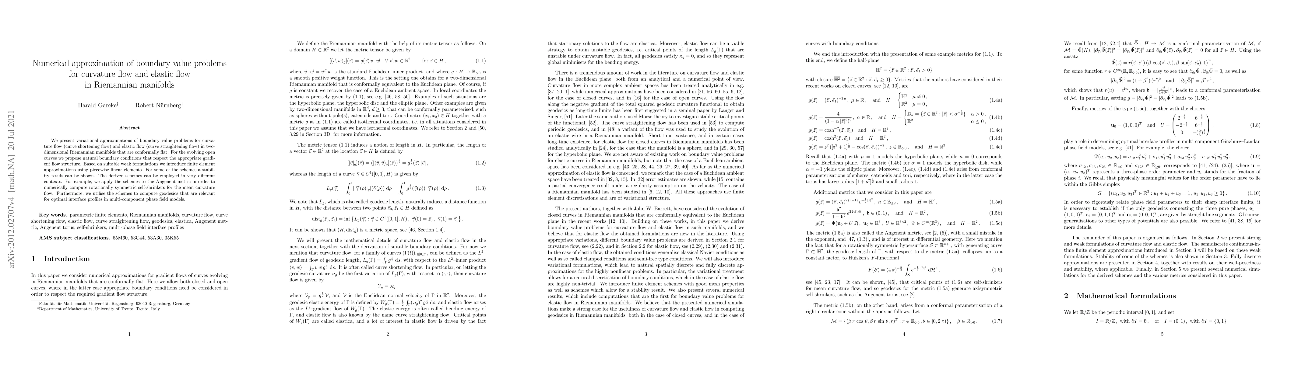 Thumbnail for Numerical approximation of boundary value problems for curvature flow
  and elastic flow in Riemannian manifolds