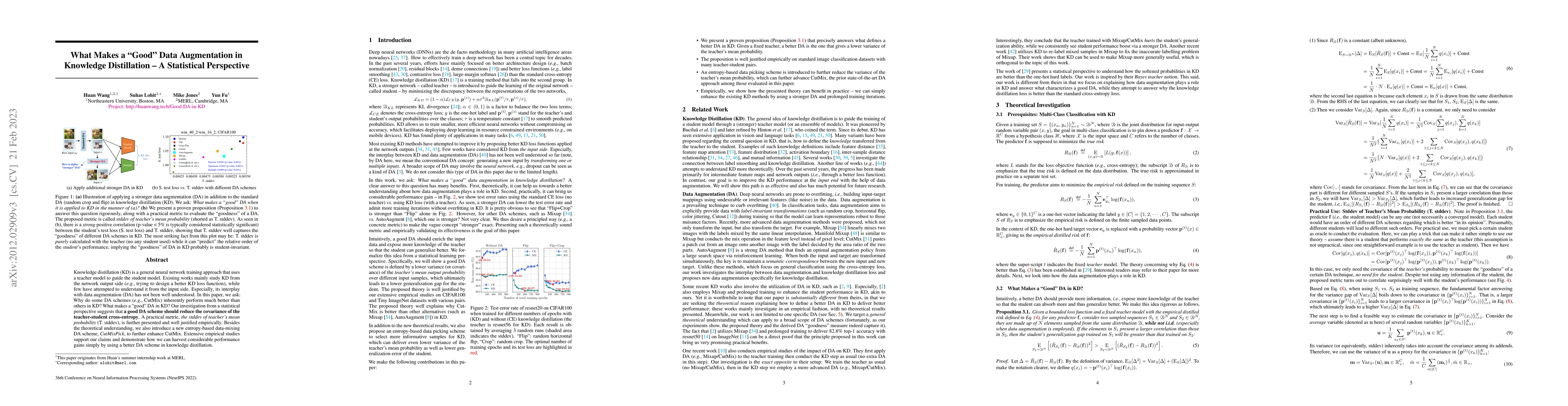Thumbnail for What Makes a "Good" Data Augmentation in Knowledge Distillation -- A
  Statistical Perspective