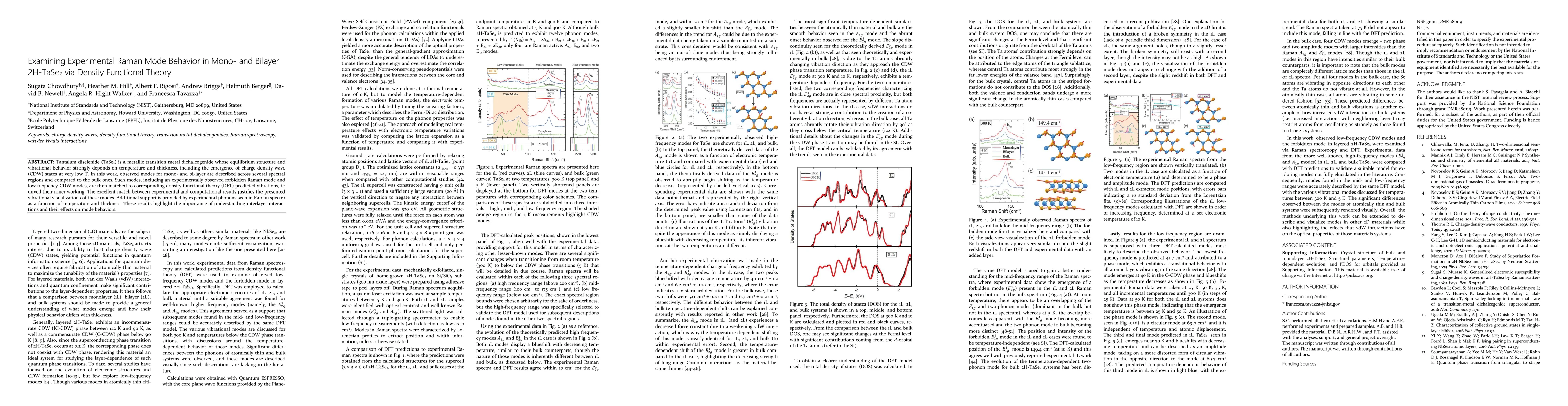 Thumbnail for Examining Experimental Raman Mode Behavior in Mono- and Bi-layer
  2H-TaSe$_{2}$ via Density Functional Theory