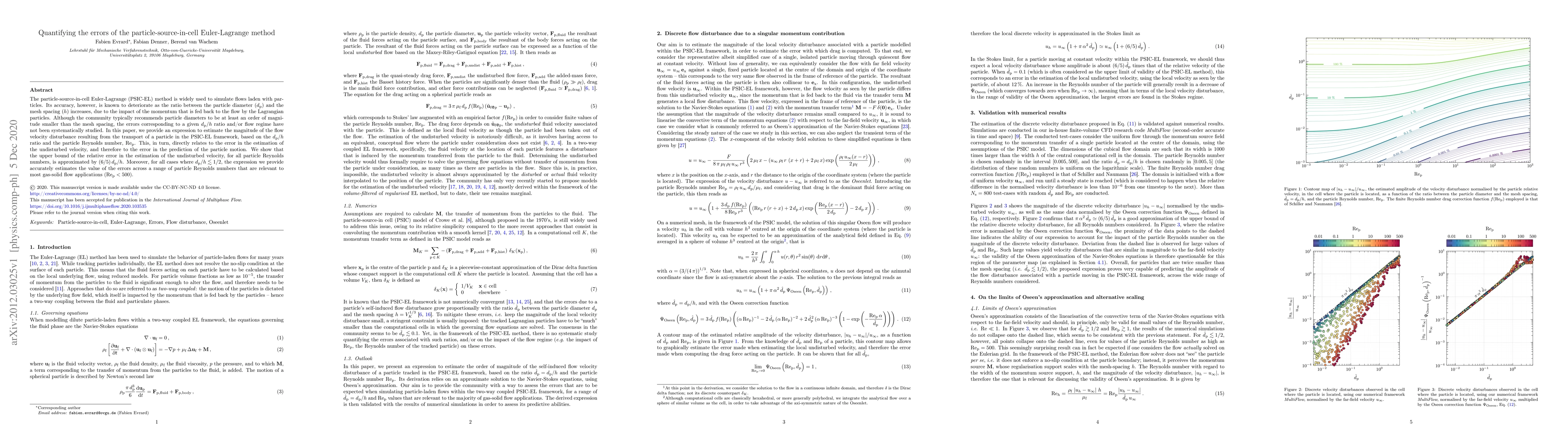 Thumbnail for Quantifying the errors of the particle-source-in-cell Euler-Lagrange
  method