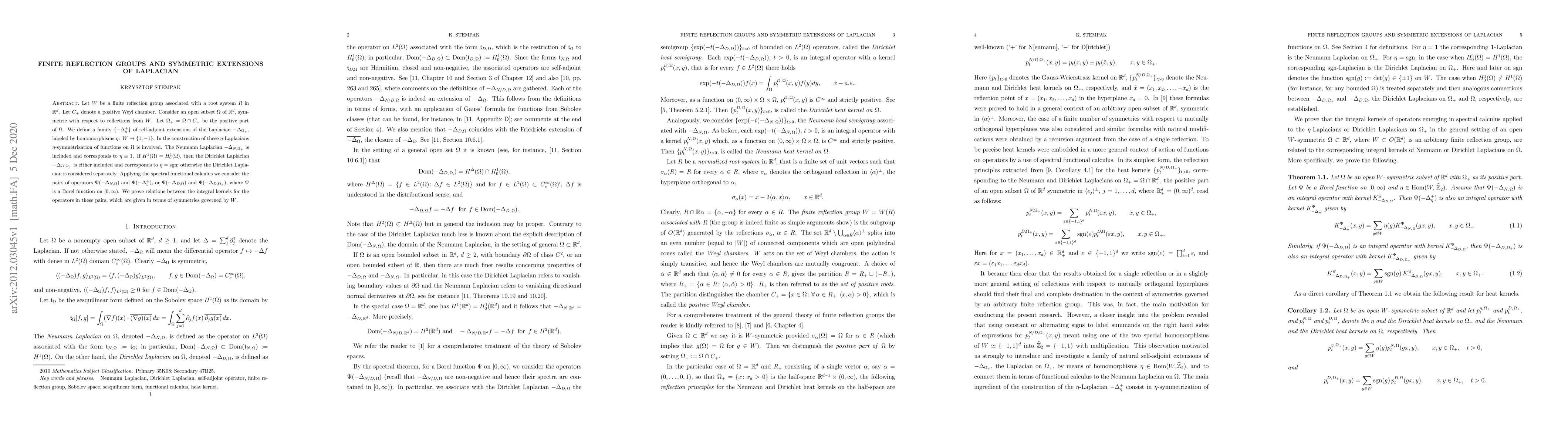 Thumbnail for Finite reflection groups and symmetric extensions of Laplacian