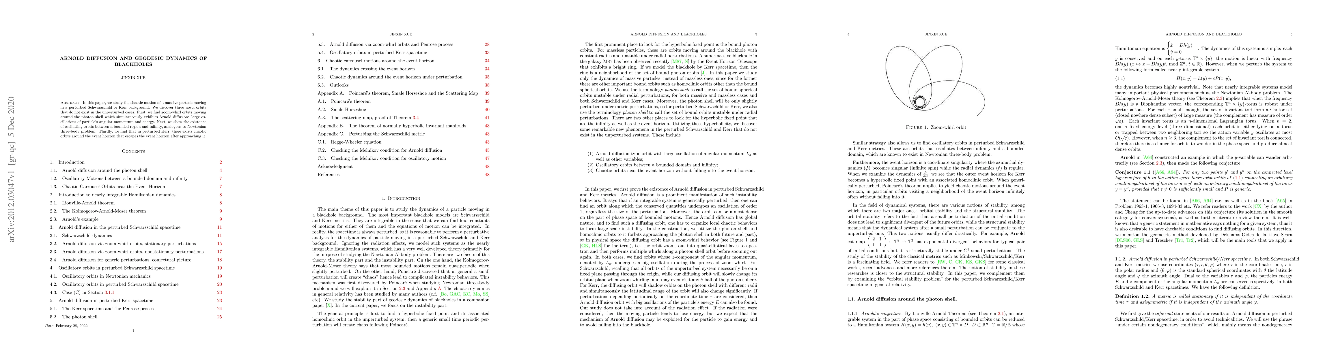 Thumbnail for Arnold diffusion and geodesic dynamics of blackholes