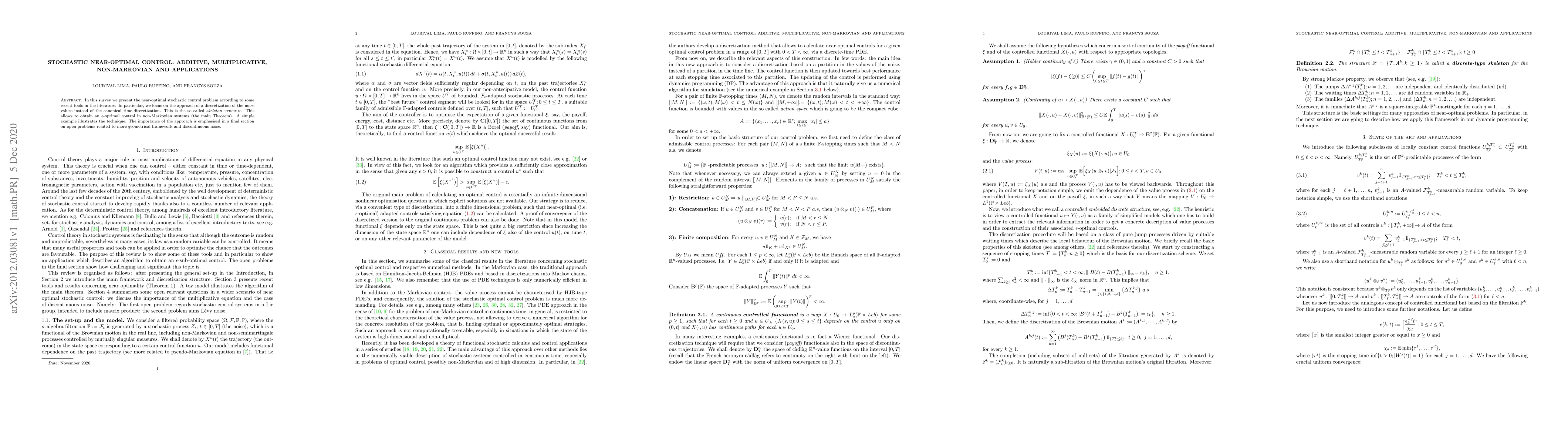 Thumbnail for Stochastic near-optimal control: additive, multiplicative, non-Markovian
  and applications