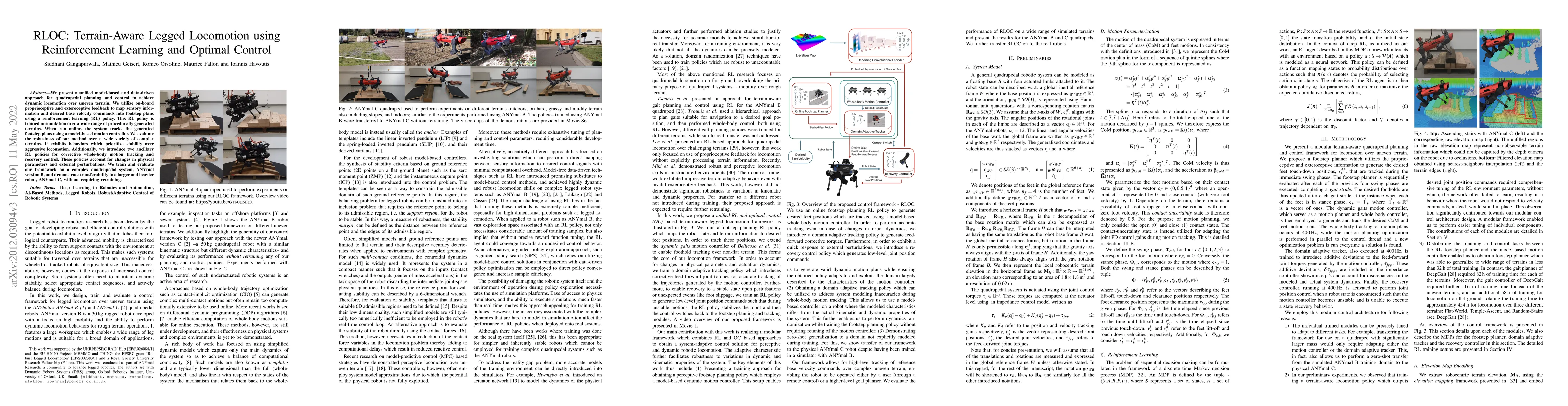 Thumbnail for RLOC: Terrain-Aware Legged Locomotion using Reinforcement Learning and
  Optimal Control