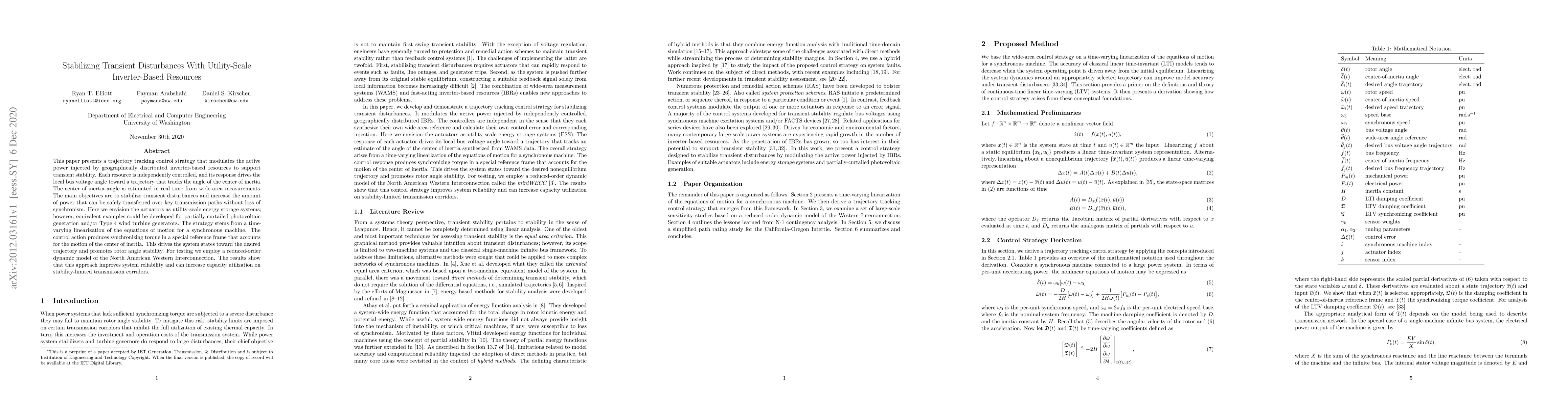 Thumbnail for Stabilizing Transient Disturbances With Utility-Scale Inverter-Based
  Resources