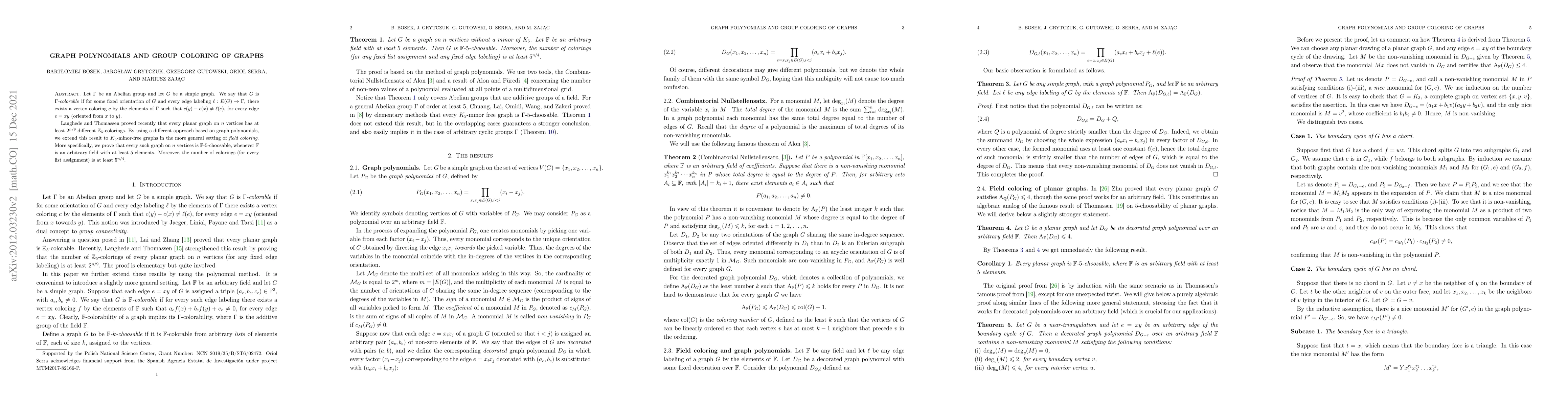 Thumbnail for Graph Polynomials and Group Coloring of Graphs