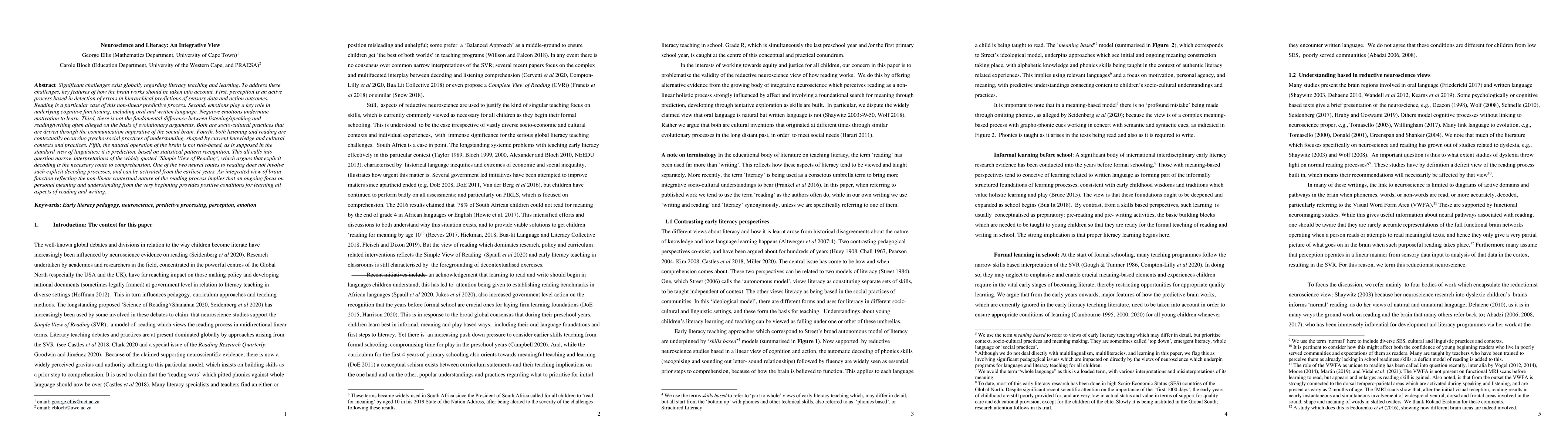 Thumbnail for Neuroscience and Literacy: An Integrative View