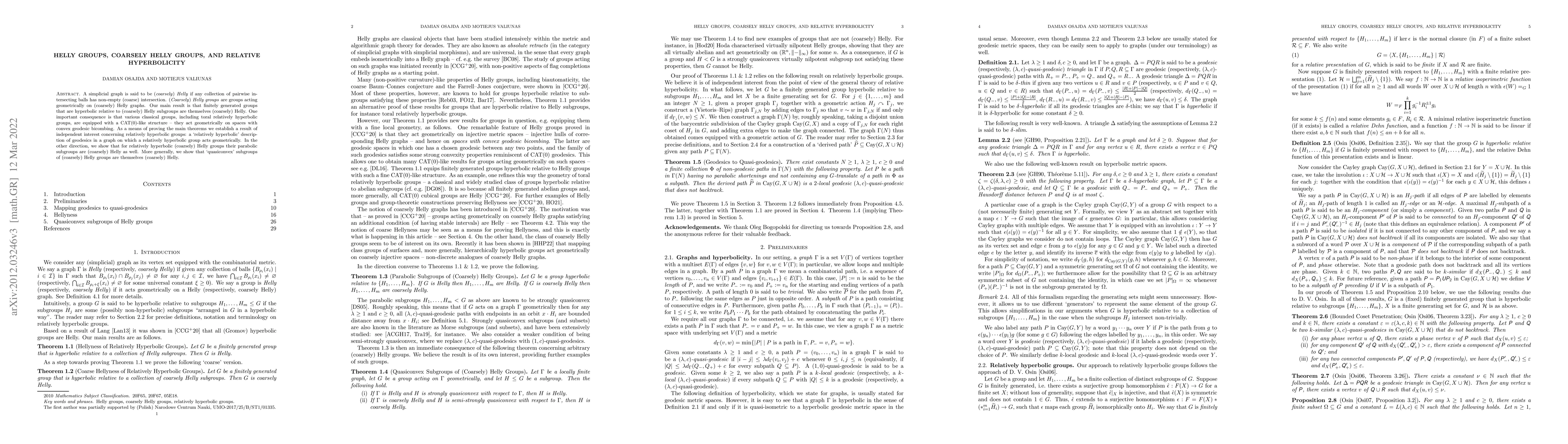 Thumbnail for Helly groups, coarsely Helly groups, and relative hyperbolicity