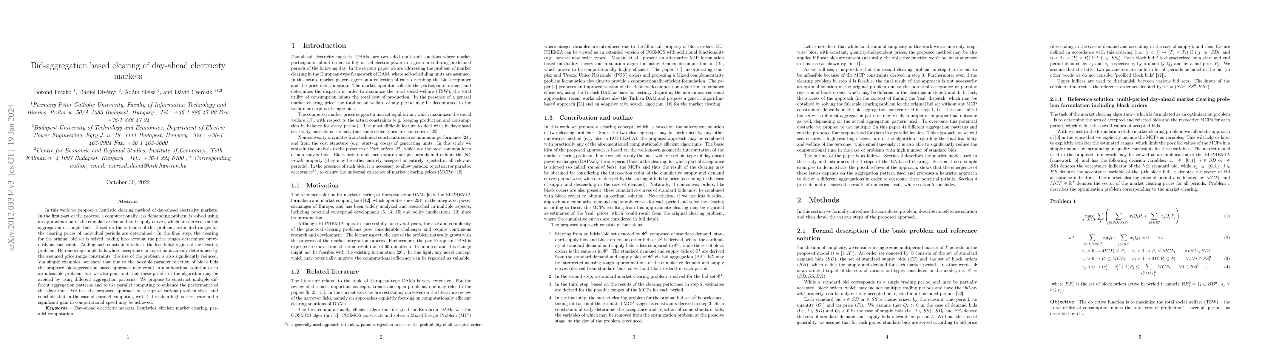 Thumbnail for Bid-aggregation based clearing of day-ahead electricity markets