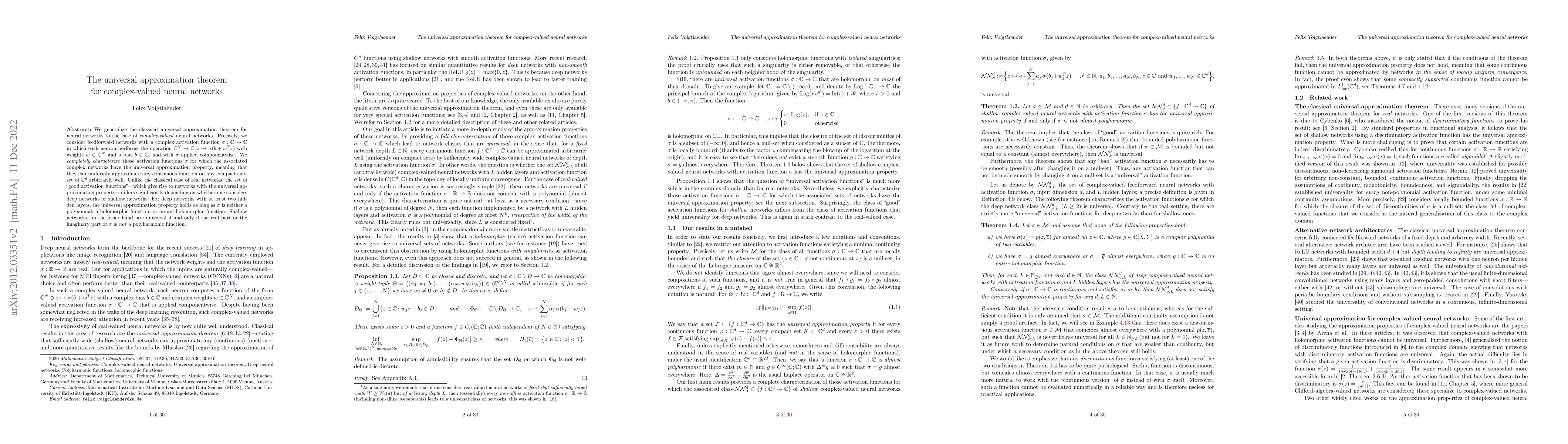 Thumbnail for The universal approximation theorem for complex-valued neural networks