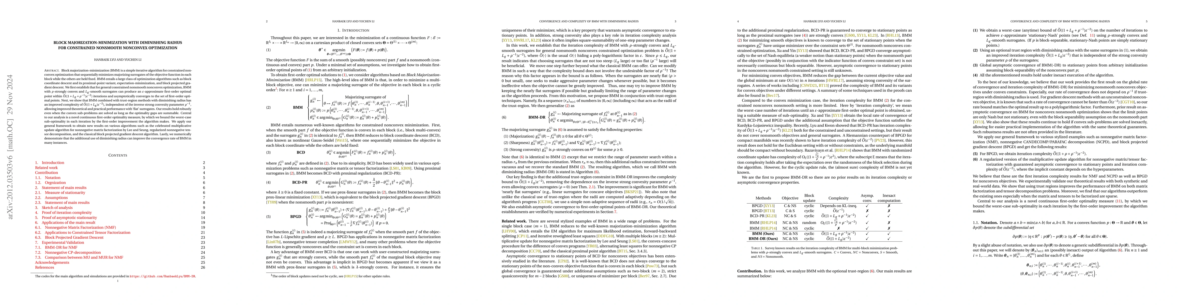Thumbnail for Block majorization-minimization with diminishing radius for constrained
  nonconvex optimization