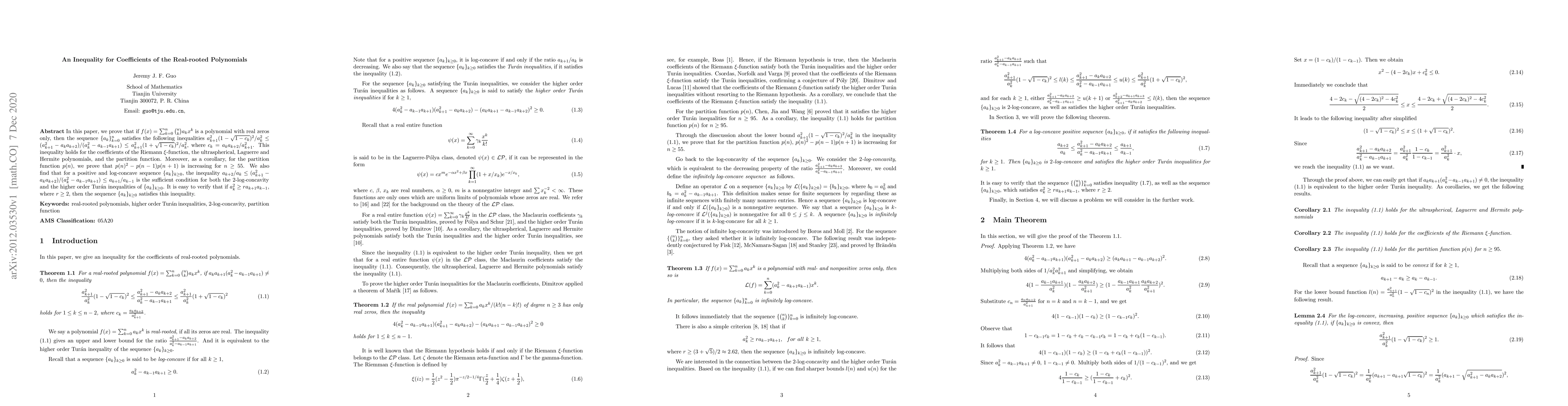 Thumbnail for An Inequality for Coefficients of the Real-rooted Polynomials