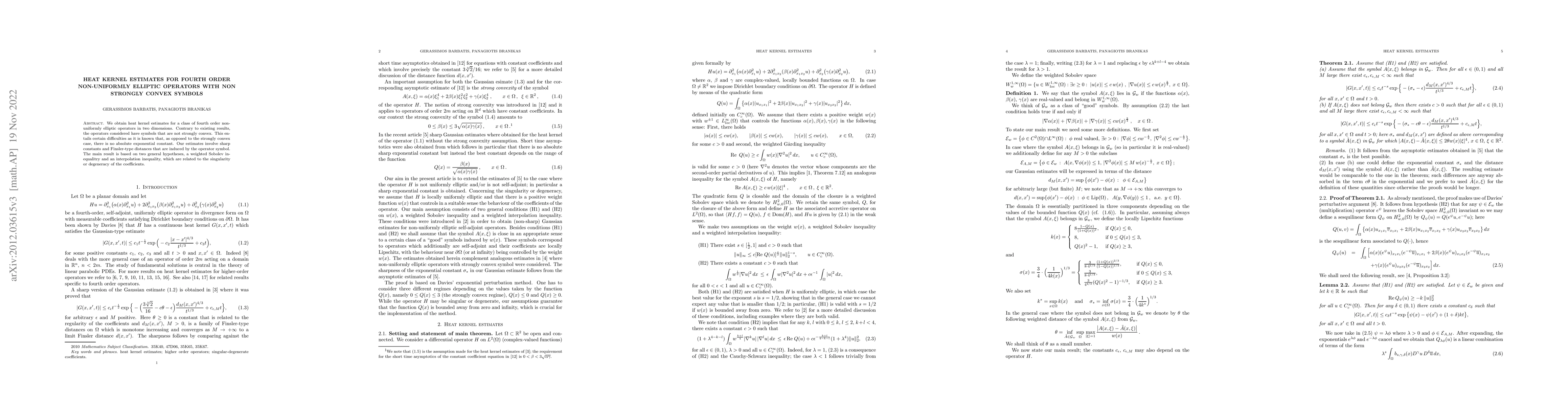 Thumbnail for Heat kernel estimates for fourth order non-uniformly elliptic operators
  with non strongly convex symbols