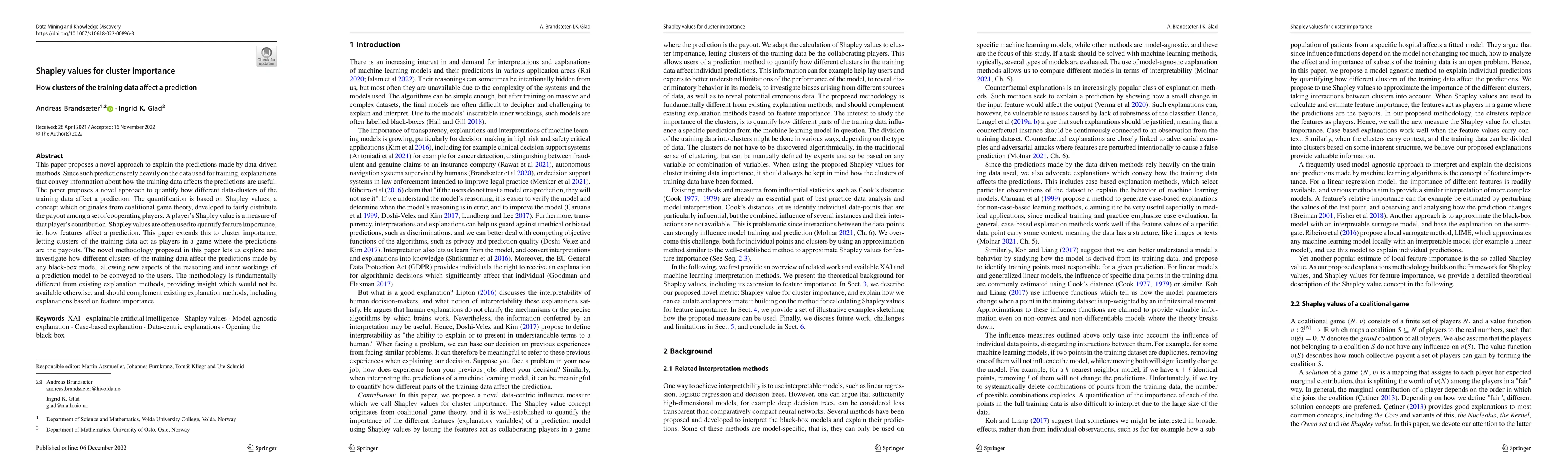 Thumbnail for Shapley values for cluster importance: How clusters of the training data
  affect a prediction