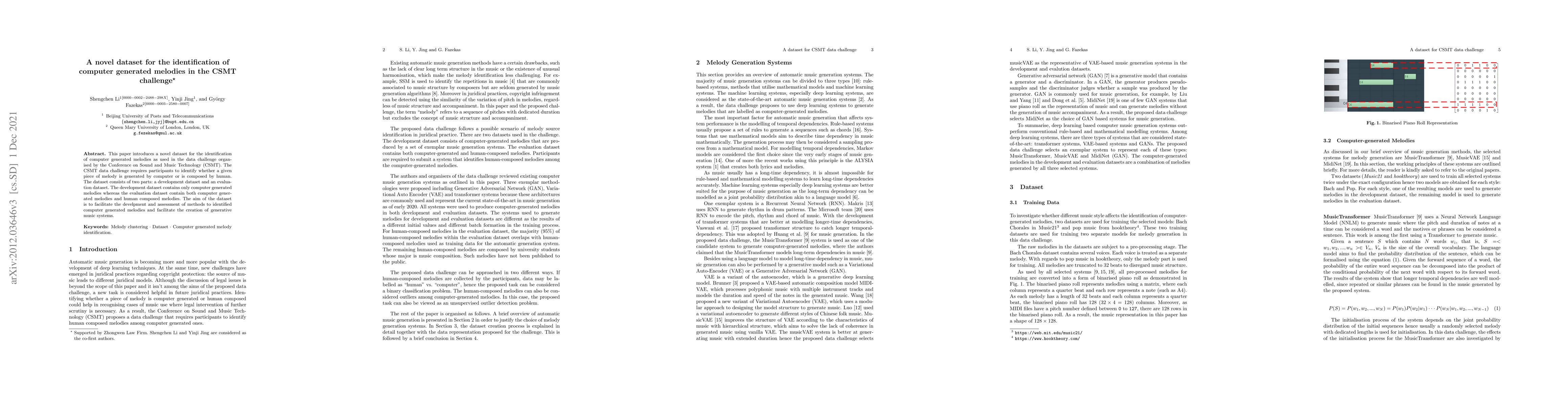 Thumbnail for A novel dataset for the identification of computer generated melodies in
  the CSMT challenge