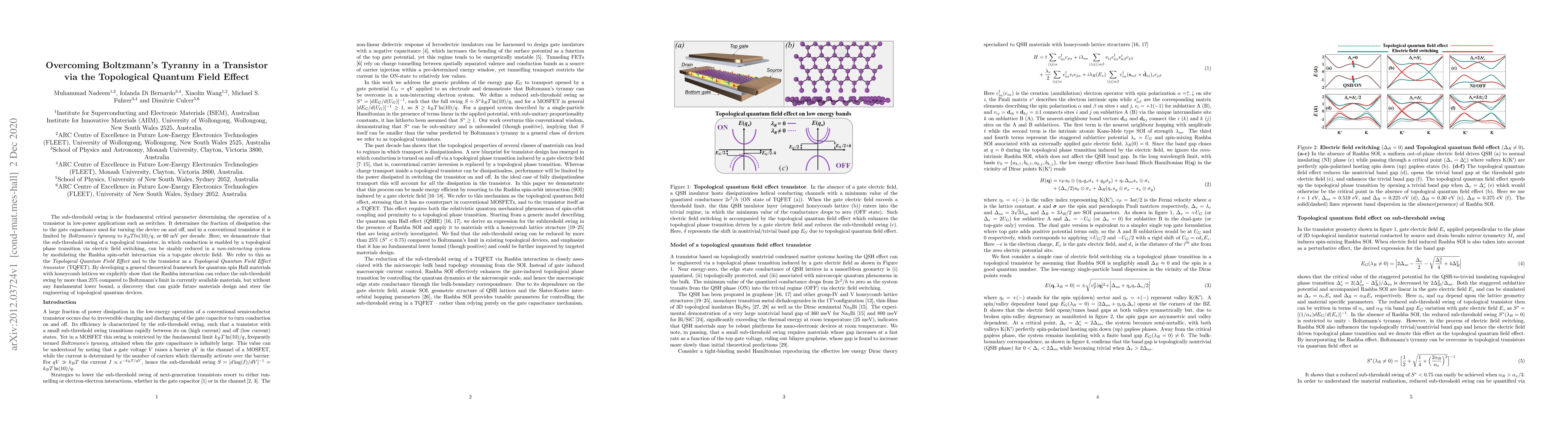 Thumbnail for Overcoming Boltzmann's Tyranny in a Transistor via the Topological
  Quantum Field Effect