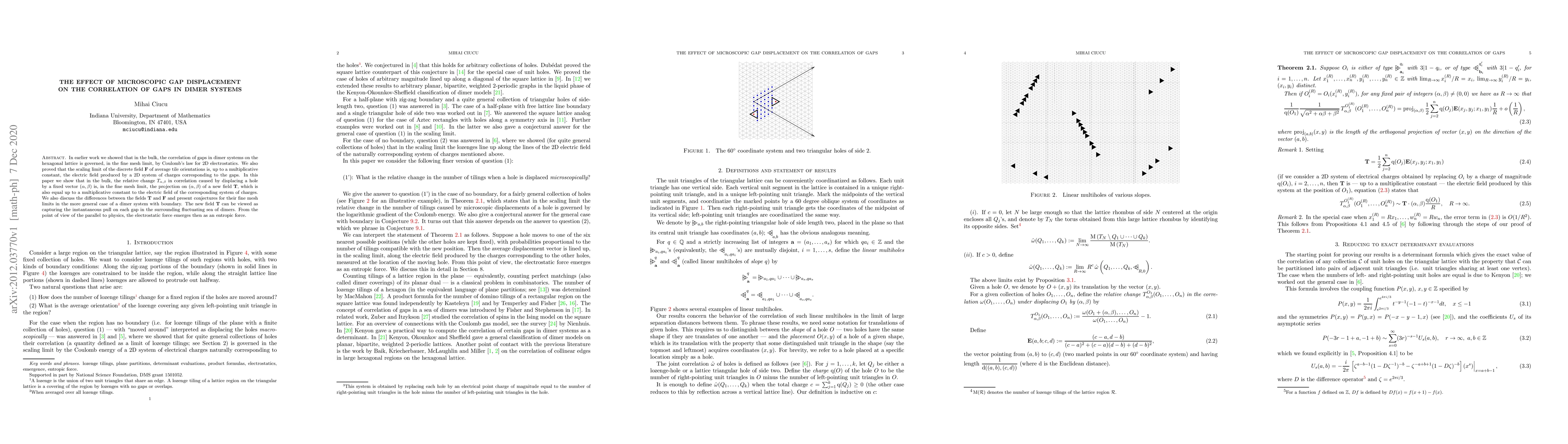 Thumbnail for The effect of microscopic gap displacement on the correlation of gaps in
  dimer systems