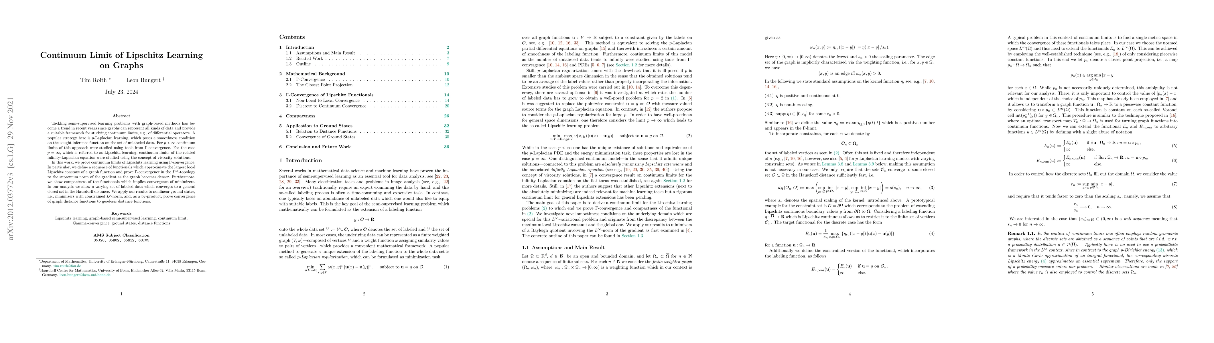Thumbnail for Continuum Limit of Lipschitz Learning on Graphs