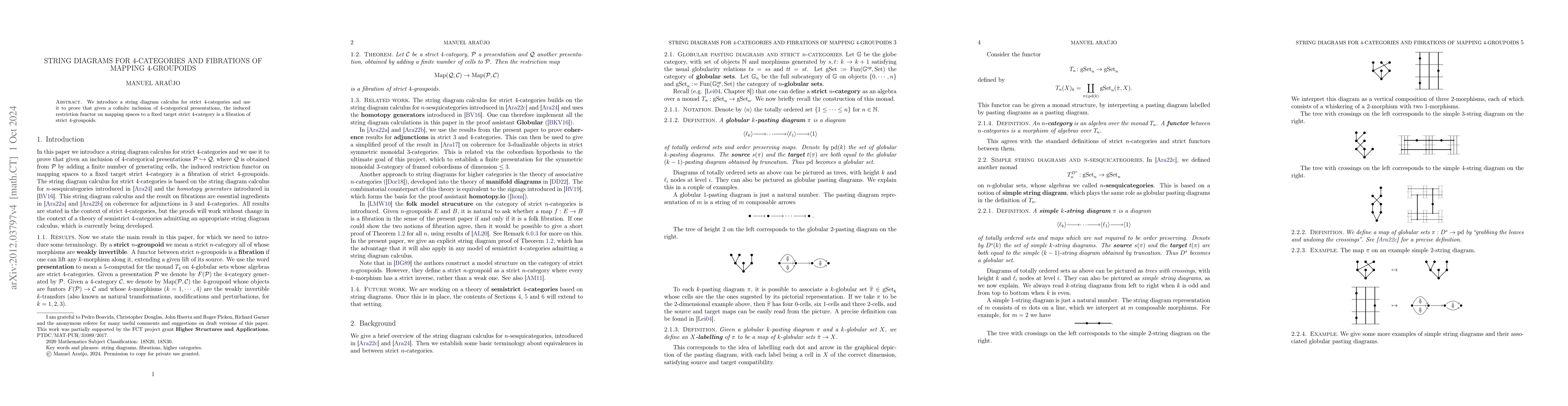 Thumbnail for String diagrams for $4$-categories and fibrations of mapping
  $4$-groupoids