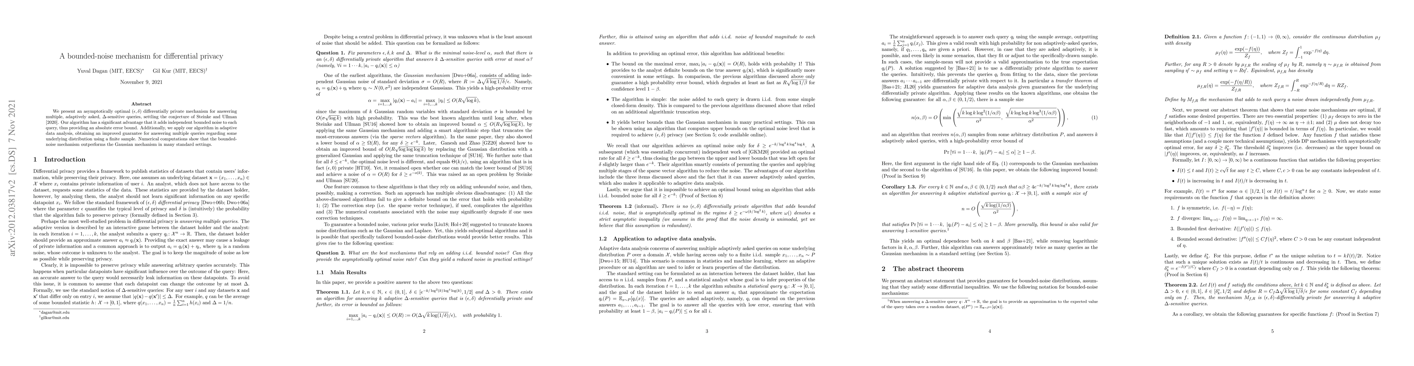 Thumbnail for A bounded-noise mechanism for differential privacy