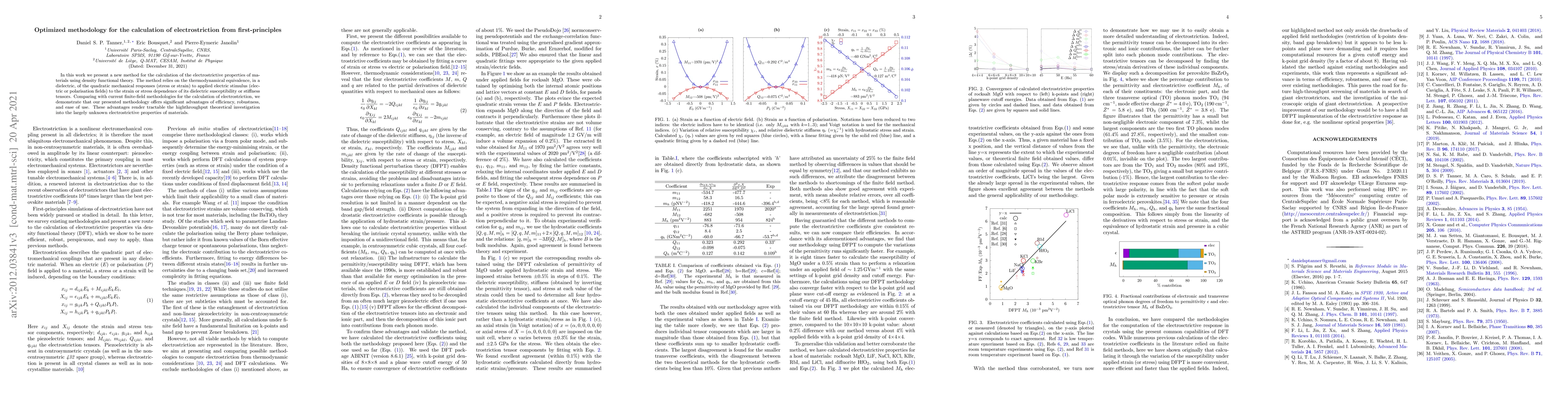 Thumbnail for Optimized methodology for the calculation of electrostriction from
  first-principles