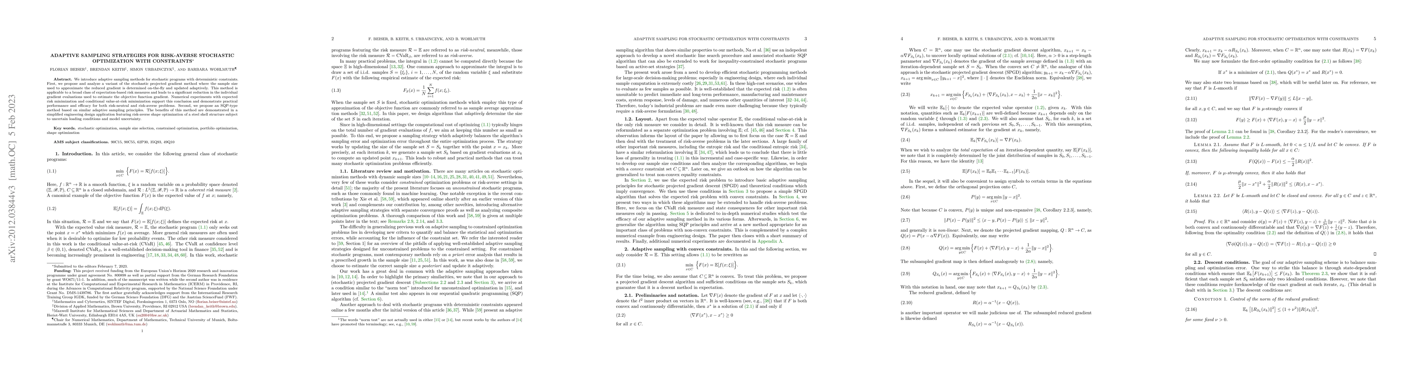 Thumbnail for Adaptive sampling strategies for risk-averse stochastic optimization
  with constraints