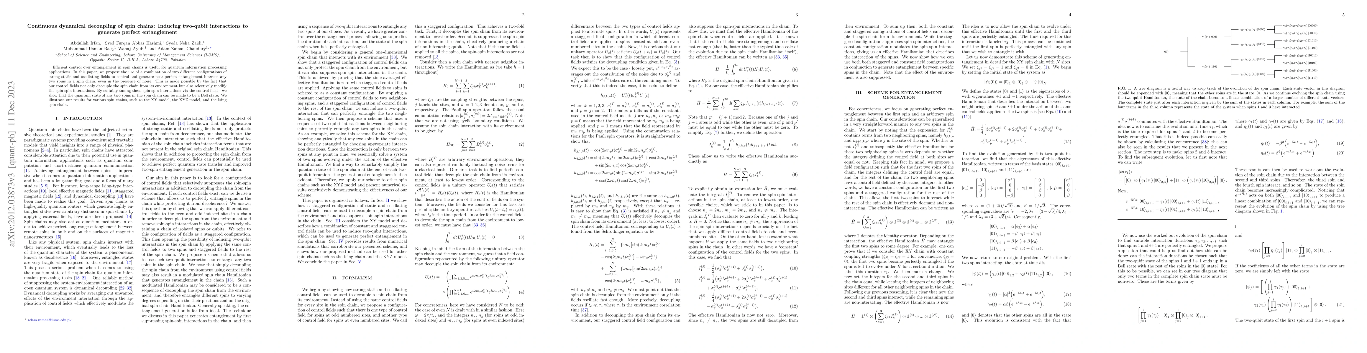 Thumbnail for Continuous dynamical decoupling of spin chains: Inducing two-qubit
  interactions to generate perfect entanglement