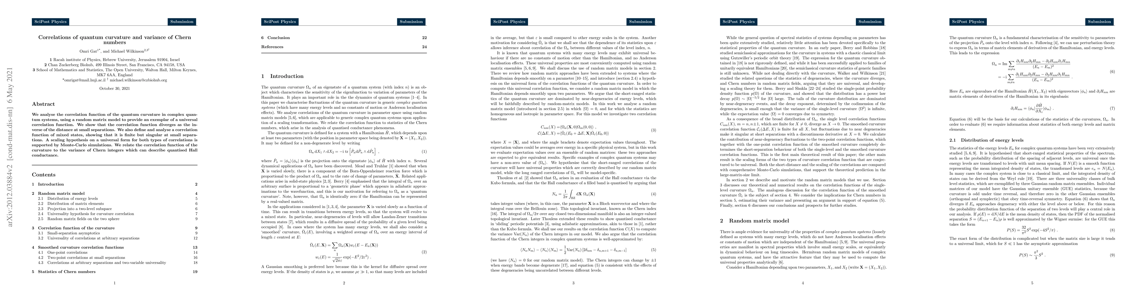 Thumbnail for Correlations of quantum curvature and variance of Chern numbers