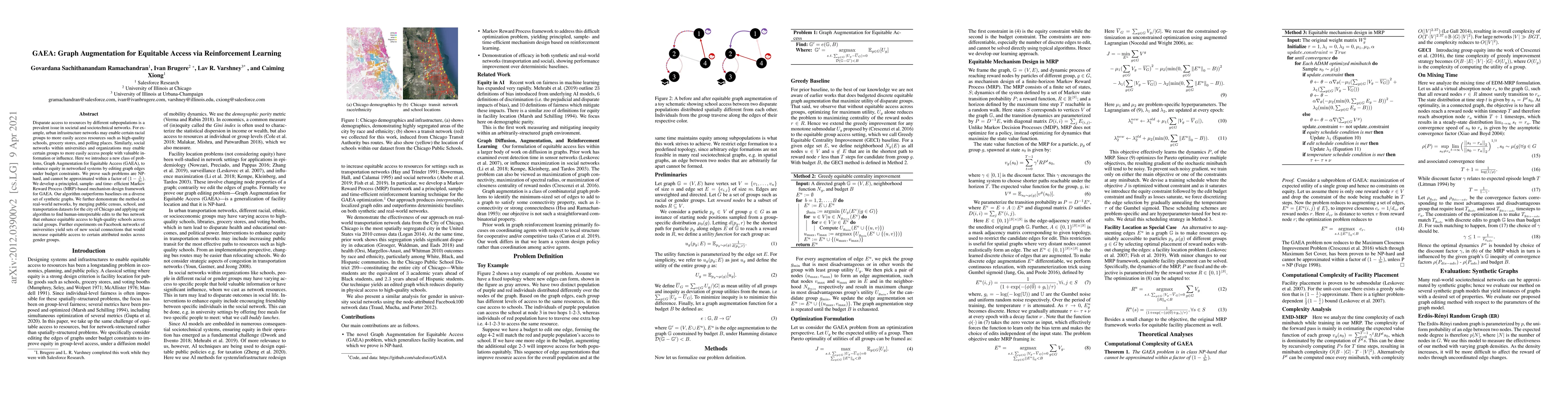 Thumbnail for GAEA: Graph Augmentation for Equitable Access via Reinforcement Learning